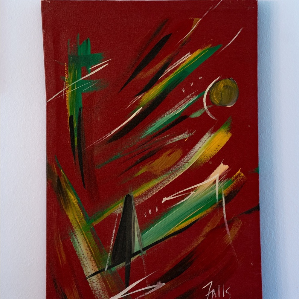 Abstract Red and Green Canvas Art